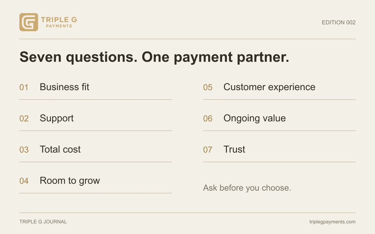 7 questions to ask a payment partner before you choose.